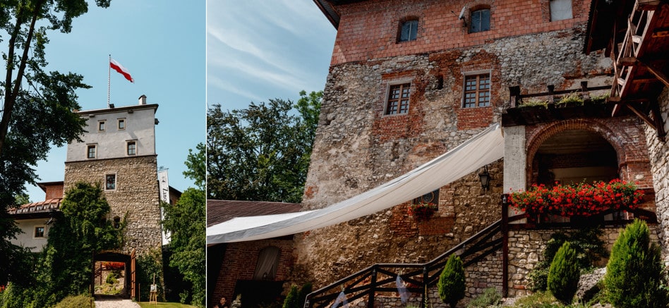 Zamek w Korzkwi - wieża i dekoracje 